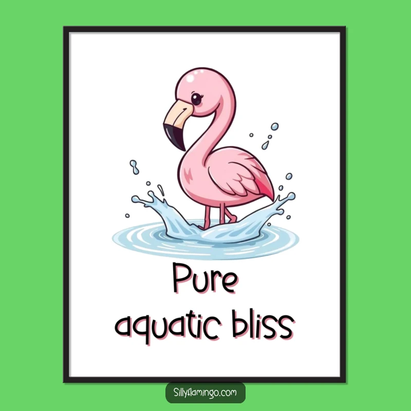 Funny Kawaii Flamingo Splashing Water Poster - Adorable & Hilarious Wall Art