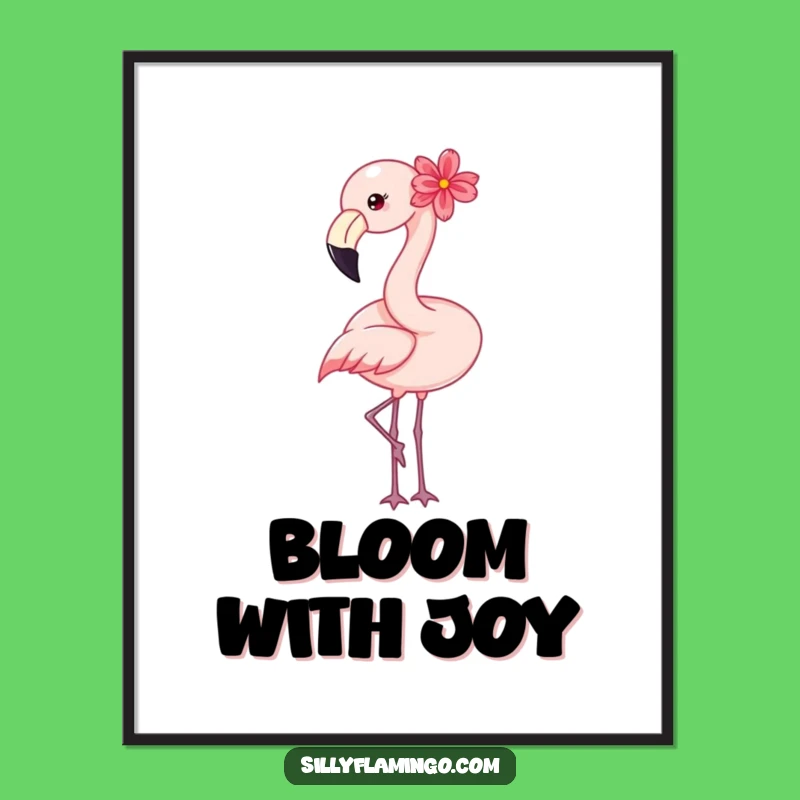 Happy Flamingo Poster: Floral Joy, Hilarious Wall Art for Cheerful Spaces