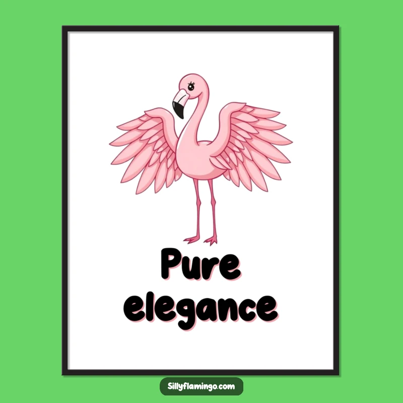 Funny Flamingo Wings Poster: Elegant Wall Art, Beautiful Funny Gift Idea