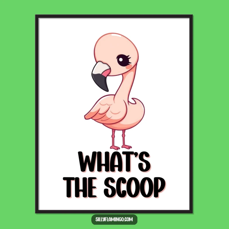 Funny Kawaii Flamingo Winking Poster: Cute Wall Art for a Smile