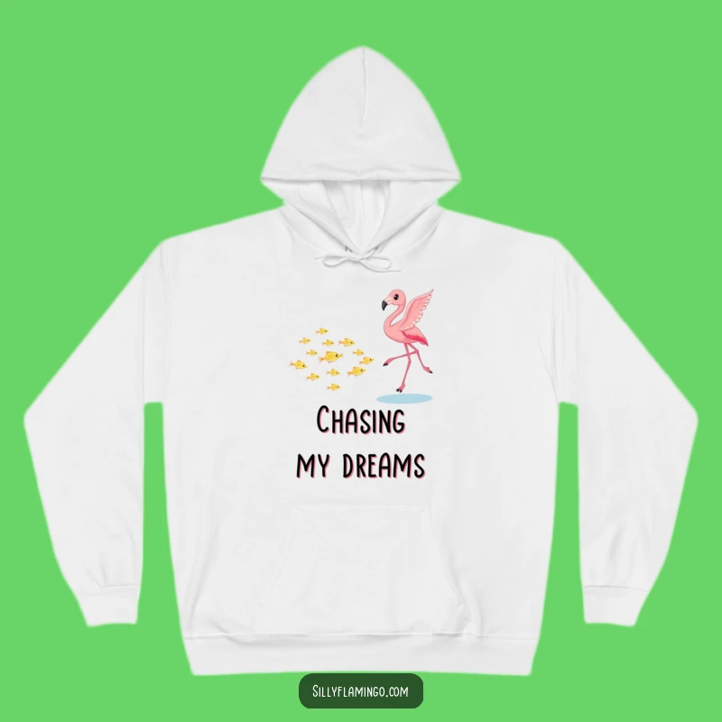 Cozy Funny Flamingo Fish Chase Hoodie - Warm Up with Bird Fun, Ideal Aquatic Gift!
