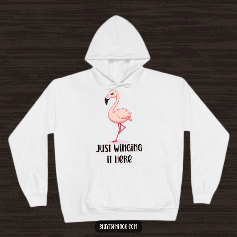 Funny Flamingo Hoodie: A cozy hoodie showcasing a flamingo doing a comical, beak-focused dance.