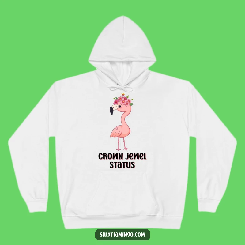 Cozy Funny Flamingo Queen Hoodie - Stay Regal with Flower Crown, Ideal Elegant Gift!