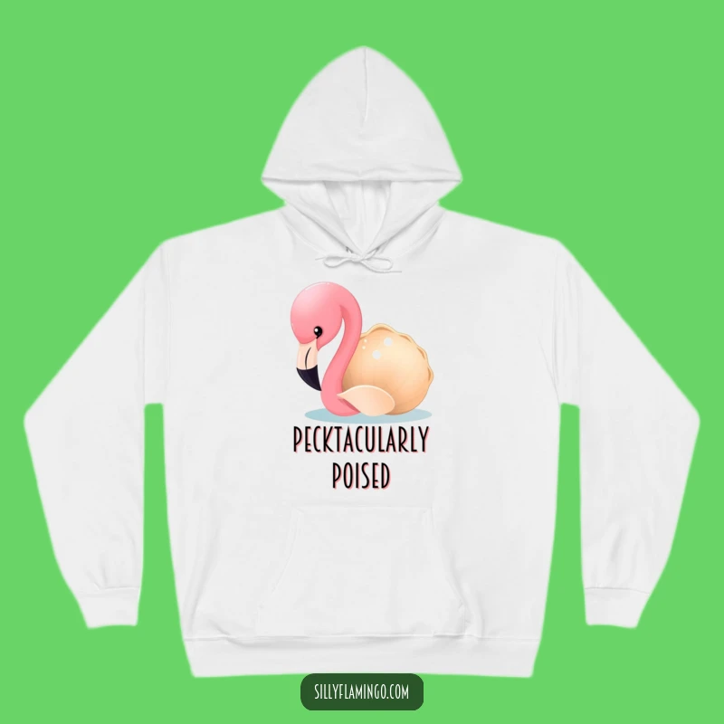 Funny Flamingo Hoodie: Cozy Bird Pecks Seashell, Hilarious Winter Warmth Gift
