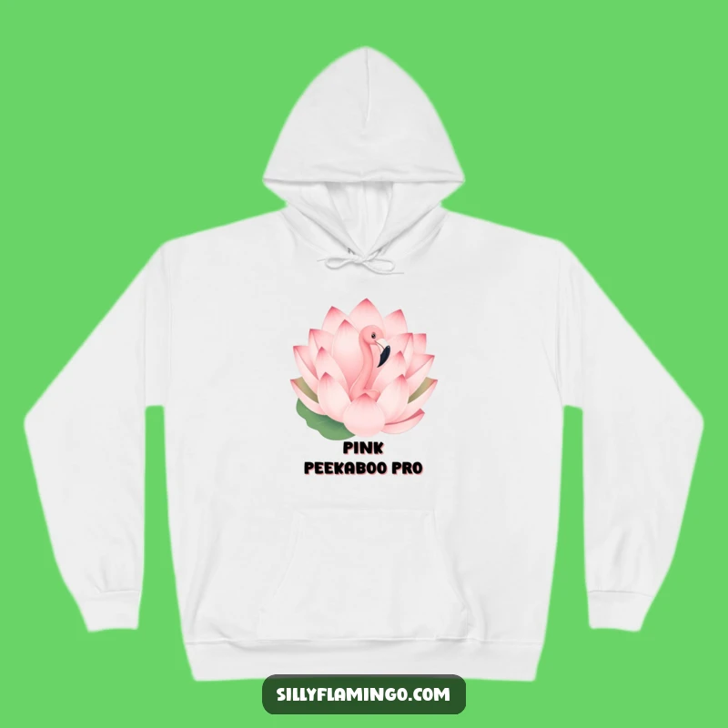 Funny Flamingo Hoodie - Peekaboo Lotus Flower Design, Cozy Bird Lover Gift