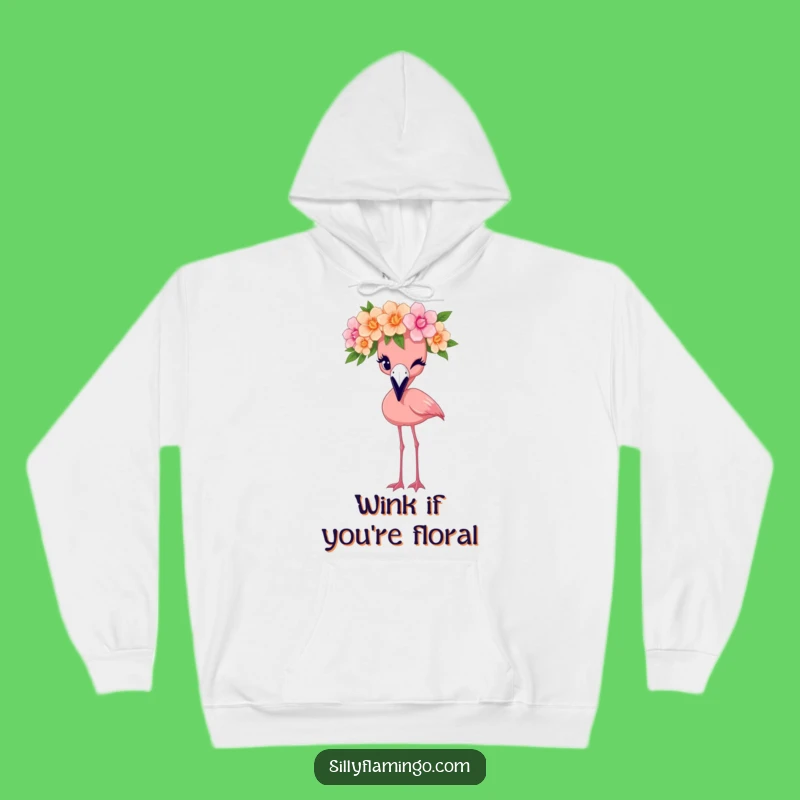 Funny Flamingo Crown Wink Hoodie: Cozy Floral Fun, Perfect Funny Gift