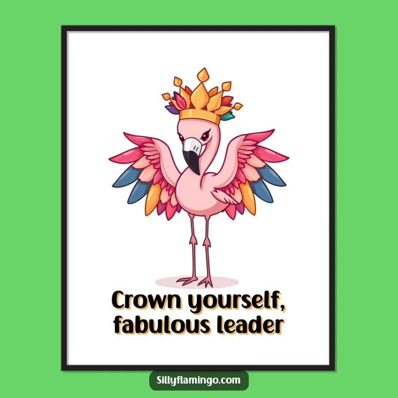 Free Printable Wall Art: Funny Flamingo Feather Crown - Downloadable Art for Your Home!
