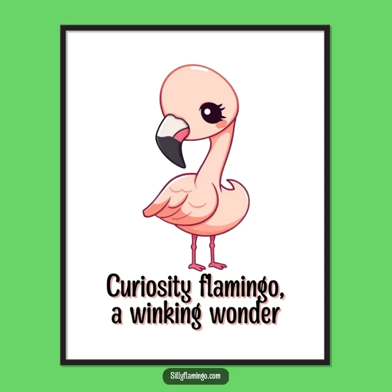 Cute Free Printable Wall Art: Kawaii Flamingo Wink - Adorable Downloadable Decor!