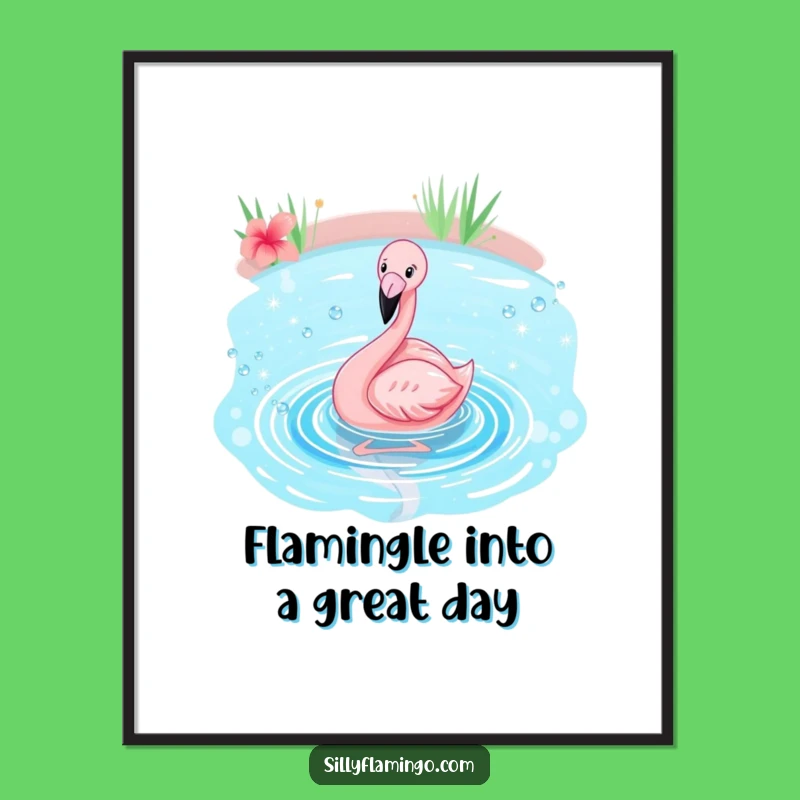 Funny Free Printable Flamingo Wall Art: Splashing Fun Downloadable Art