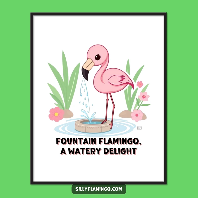 Hilarious Free Printable Wall Art: Flamingo Fountain - Quirky Downloadable Decor!