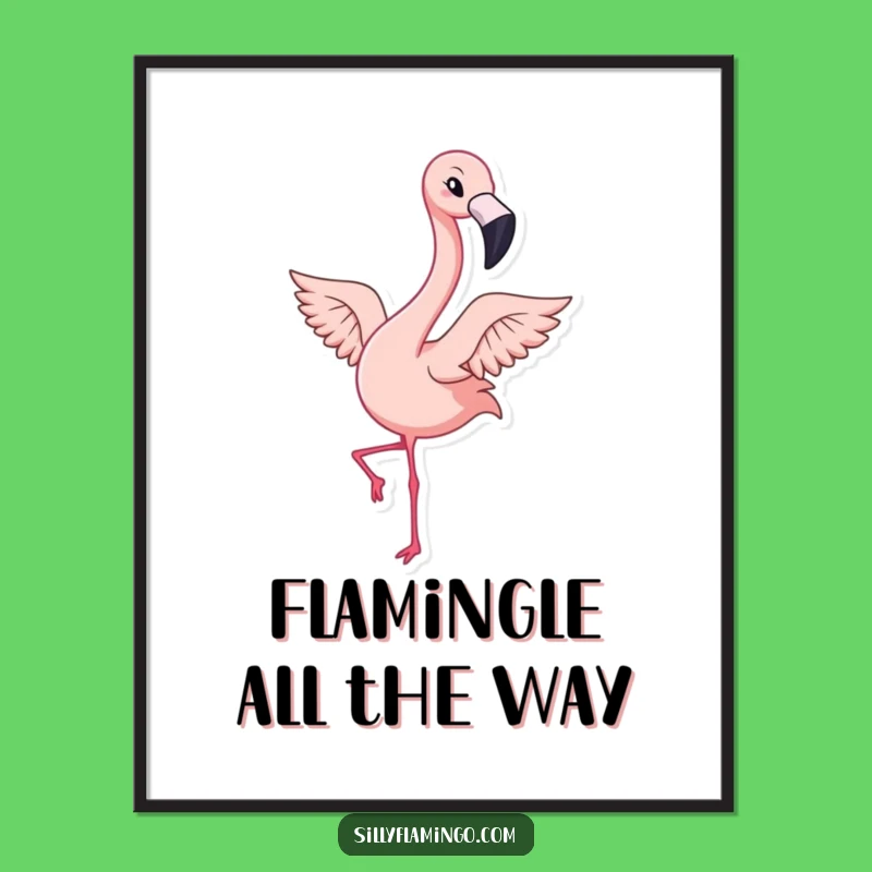 Free Printable Wall Art: Kawaii Flamingo Wink Humorous Downloadable Decor
