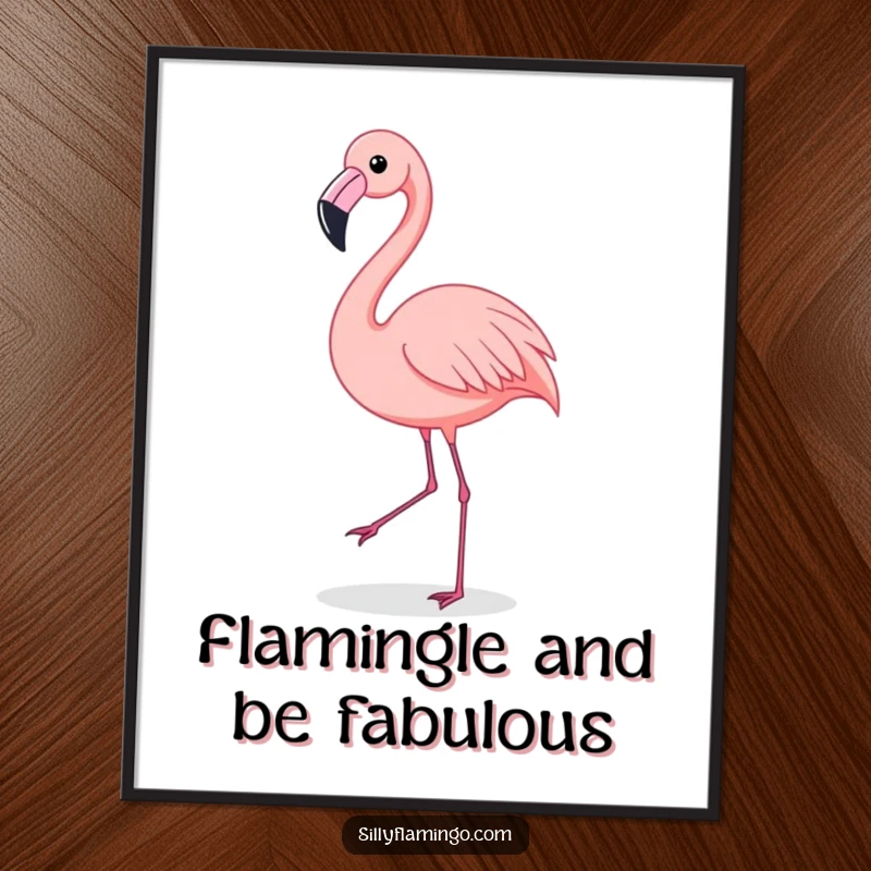Funny Free Printable Wall Art: A flamingo is caught mid-shimmy dance, bringing a burst of joy and humor to your decor