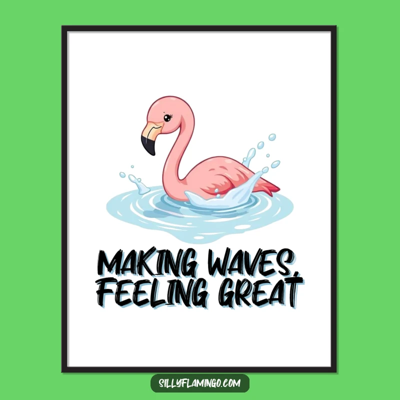 Funny Free Printable Wall Art: Splashing Flamingo Poolside Downloadable Decor