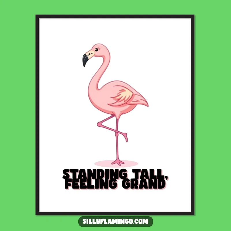 Free Printable Wall Art - Kawaii Flamingo Yoga Pose, Cute Downloadable Decor