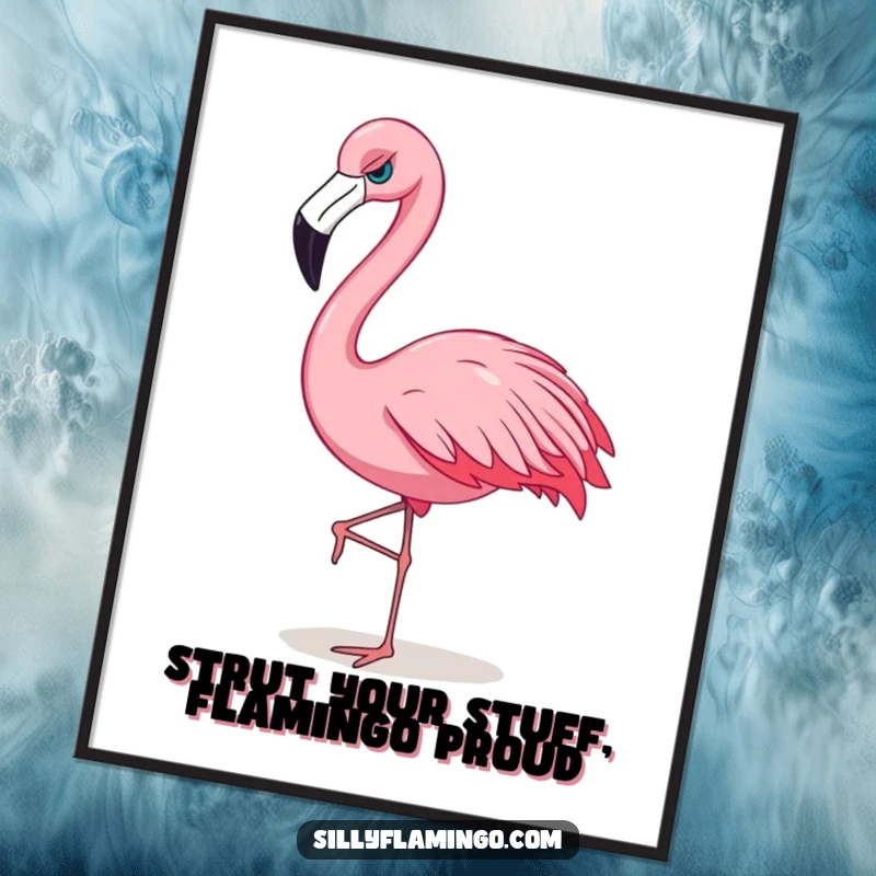Funny Free Printable Wall Art: A sassy flamingo confidently struts, adding attitude and personality to decor.