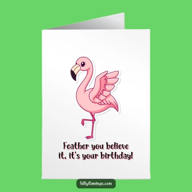 Free Printable Kawaii Flamingo Birthday Card: Funny Flappy Joy Downloadable Gift