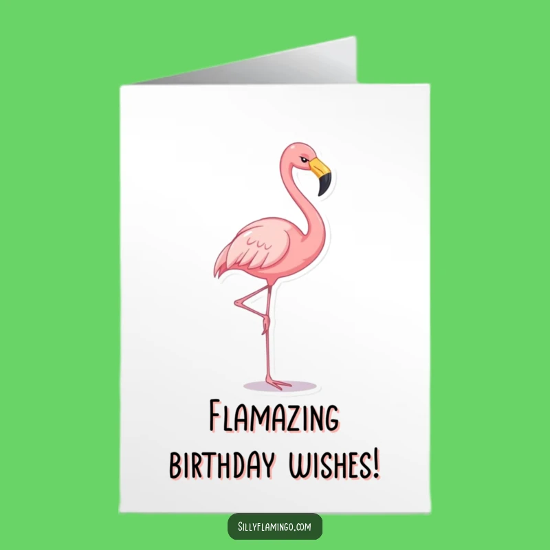 Free Printable Birthday Card: Cheerful Flamingo Balance Funny Downloadable Gift