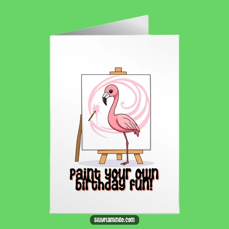 Free Printable Birthday Card: Flamingo Artist's Swirl Creation