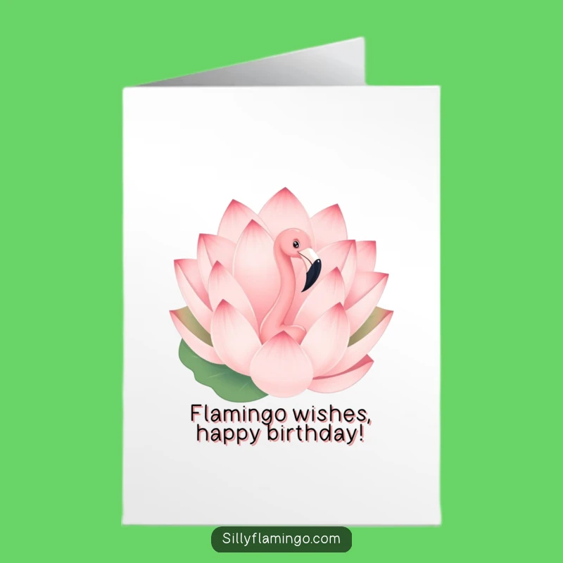 Free Printable Birthday Card: Playful Flamingo Lotus Surprise
