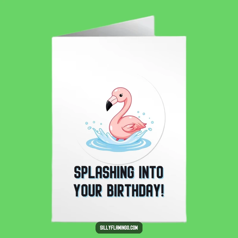 Free Printable Splashing Flamingo Birthday Card: Funny Bird Downloadable Gift