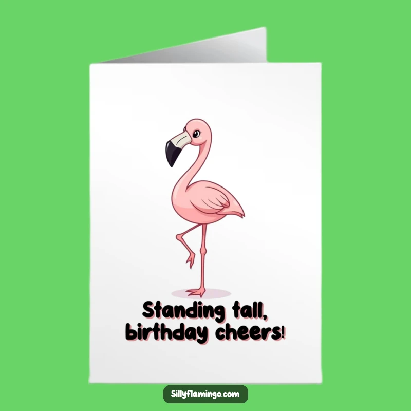 Free Printable Birthday Card: Happy Flamingo Balance for Fun Downloadable Gift!