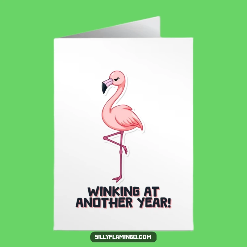 Free Printable Winking Flamingo Birthday Card: Funny Bird Downloadable Gift