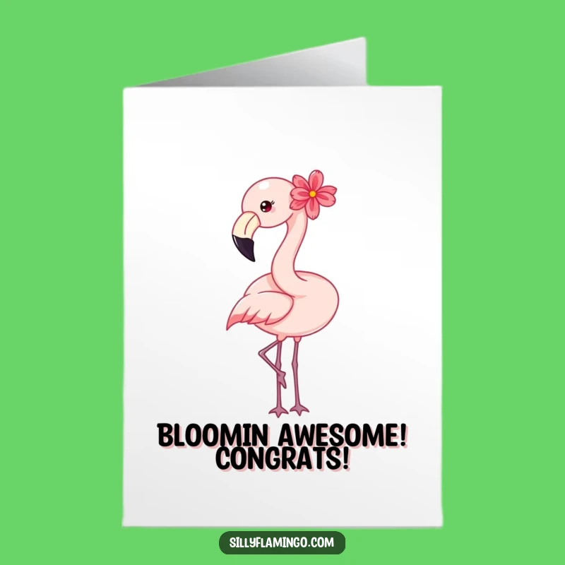 Free Printable Congrats Card: Bobbing Flamingo, Cheerful Downloadable Celebration