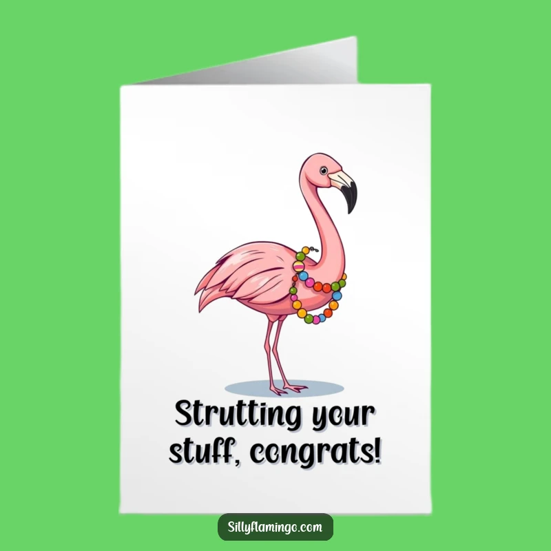 Chic Flamingo Congrats Card: Free Printable Beaded Flair for Big Wins!