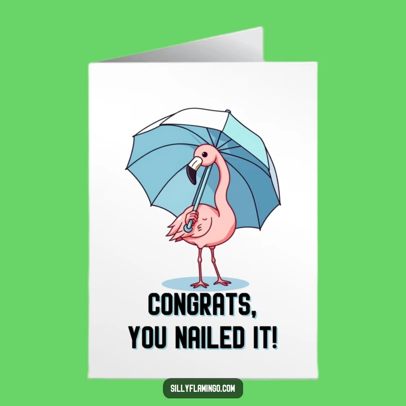 Free Printable Congrats Card: Balancing Act Flamingo - Downloadable Success