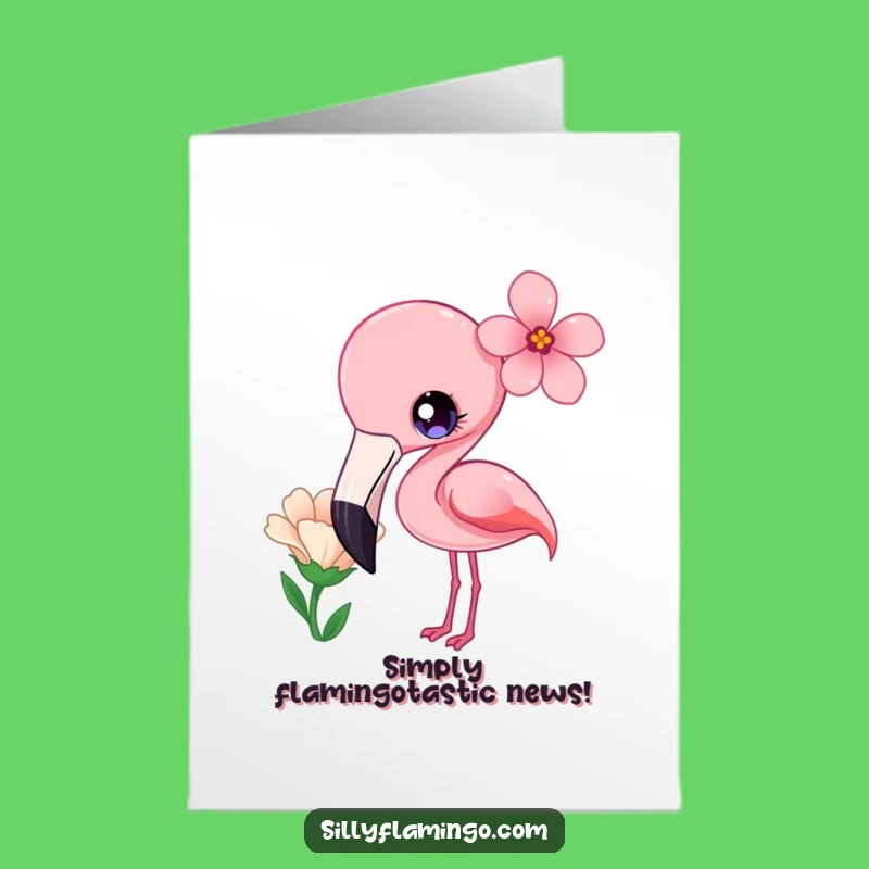 Free Printable Congrats Card: Curious Kawaii Flamingo Flower Funny Downloadable Gift