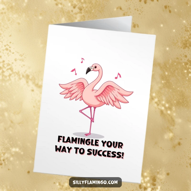 Funny Free Printable Congratulations Card: An elegant flamingo with flowing feathers dancing gracefully to celebrate your success.