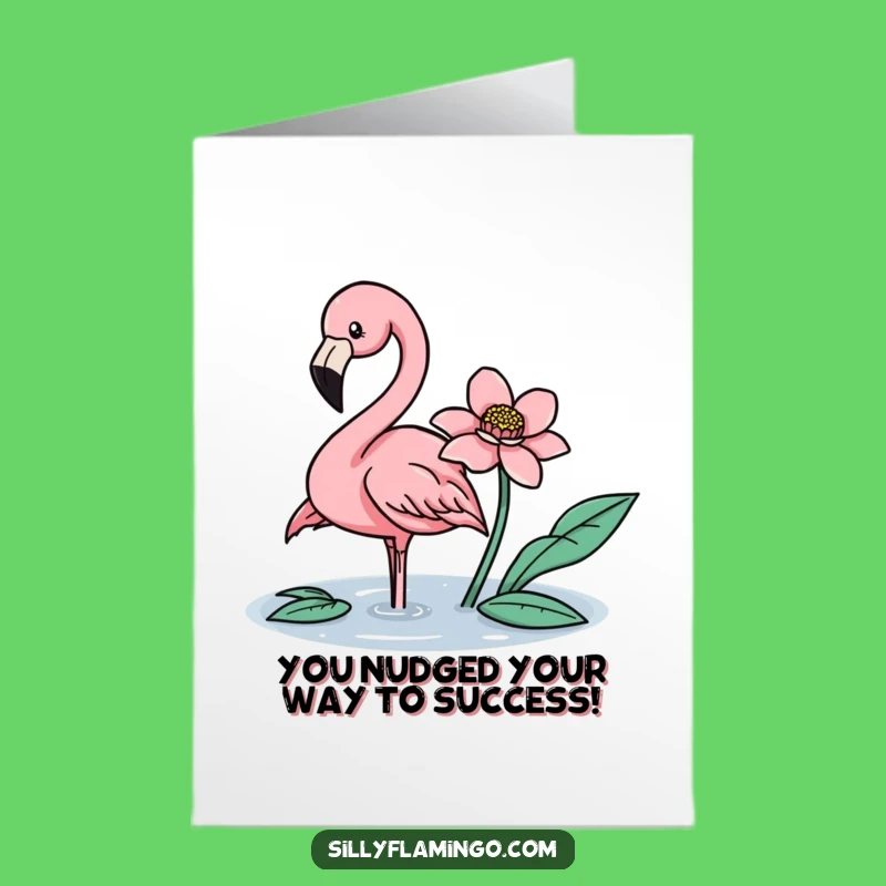 Free Printable Congrats Card: Flamingo & Flower Nudge - Elegant Downloadable