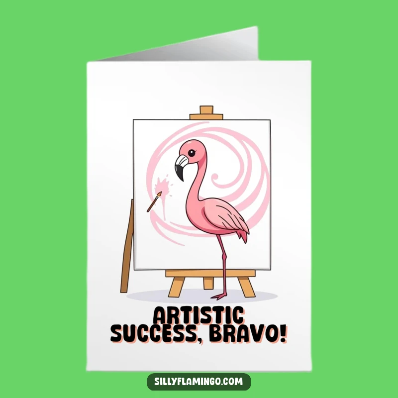 Free Printable Congrats Card: Flamingo's Artistic Swirl Success