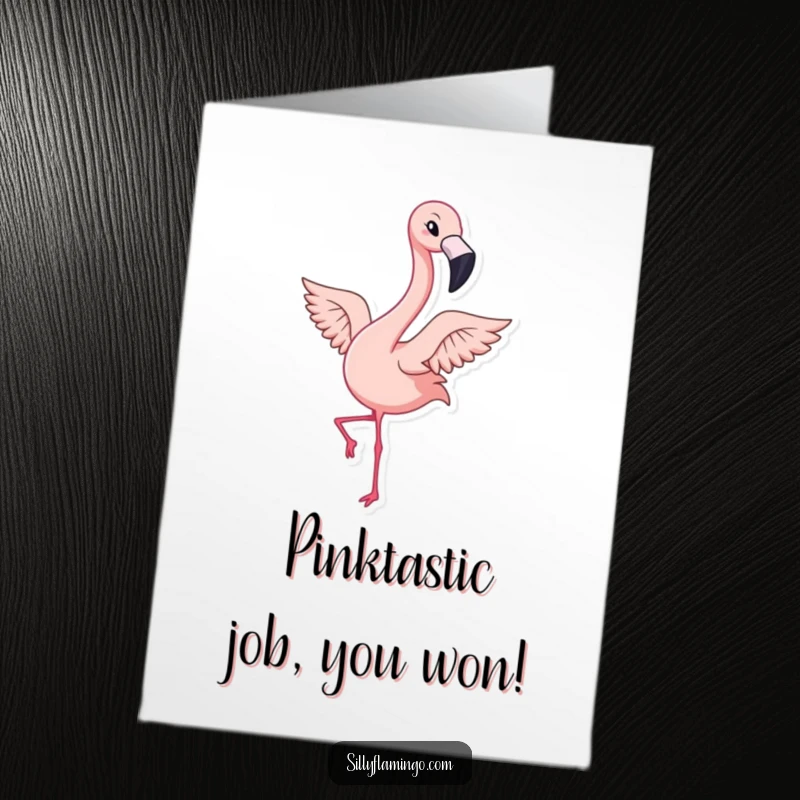 Funny Free Printable Congratulations Card: A cute kawaii flamingo gives a playful wink.