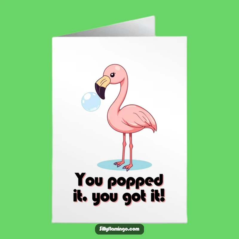 Free Printable Congrats Card: Humorous Flamingo Bubble Blow Funny Downloadable
