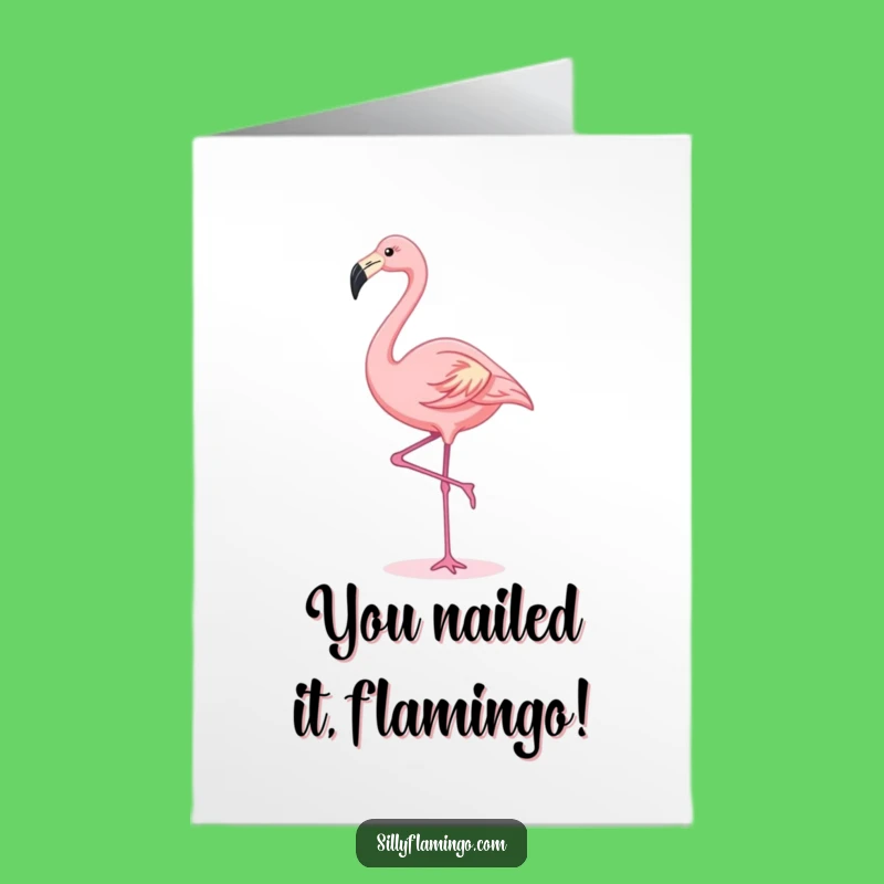 Free Printable Congrats Card - Kawaii Flamingo Celebrates Gracefully!