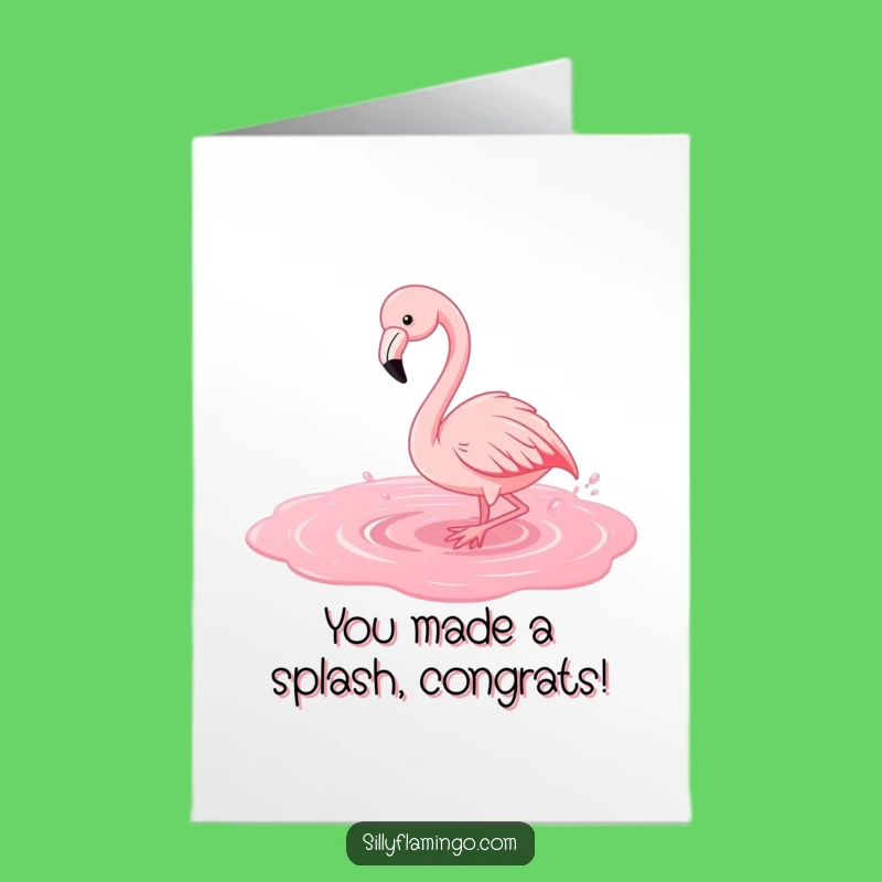 Free Printable Congrats Card: Playful Flamingo Splash Funny Downloadable