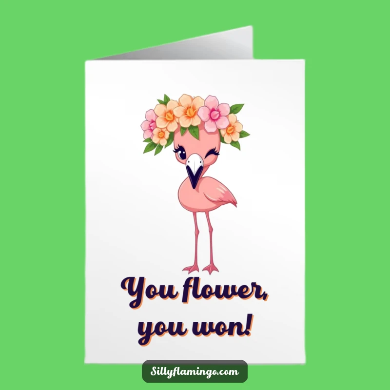 Free Printable Congrats Card: Winking Flamingo Flower Crown Funny Downloadable
