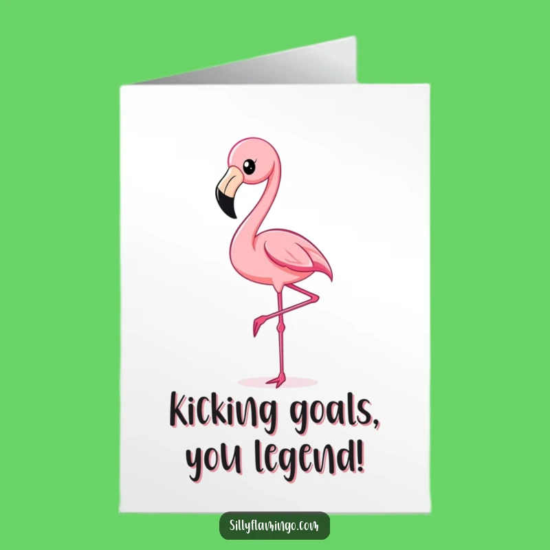 Free Printable Kicking Flamingo Congrats Card: Funny Bird Downloadable Gift
