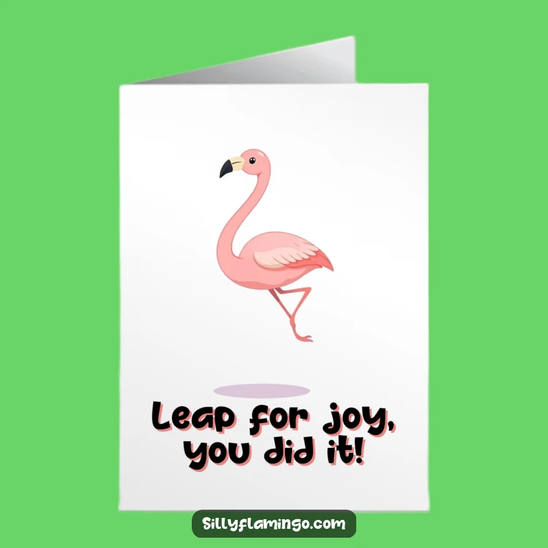 Free Printable Congratulations Card: Funny Flamingo Leap for Joyful Downloadable Wishes