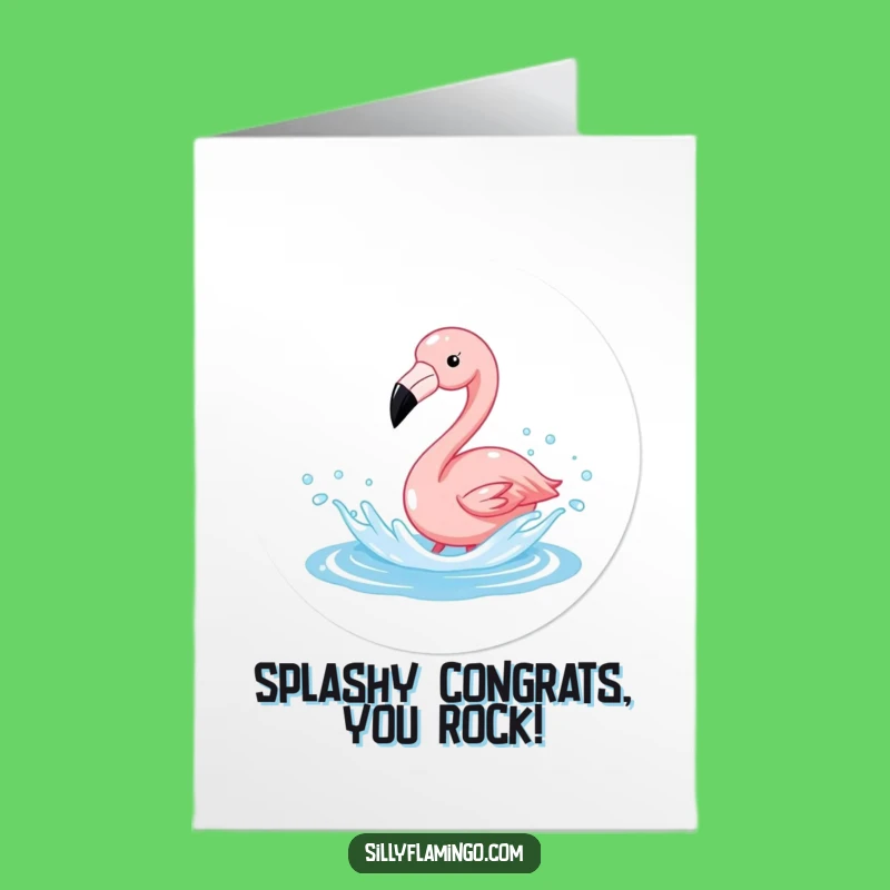Free Printable Splashing Flamingo Congrats Card: Funny Bird Downloadable Gift