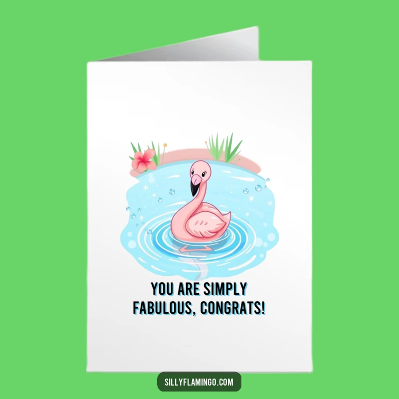 Free Printable Funny Flamingo Congrats Card: Pond Splash