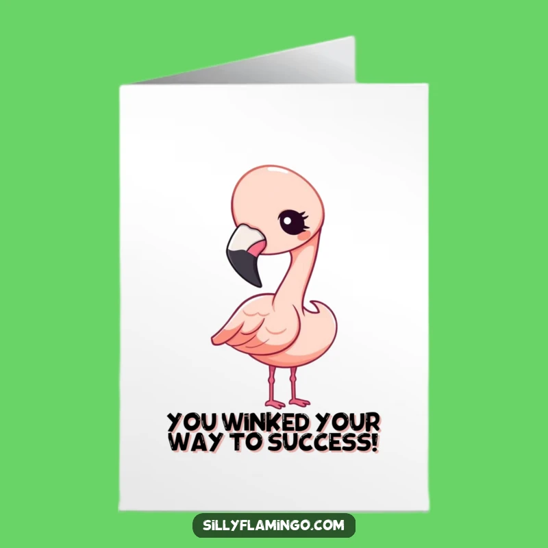 Charming Free Printable Congrats Card: Kawaii Flamingo Wink - Sweet Downloadable Gift!