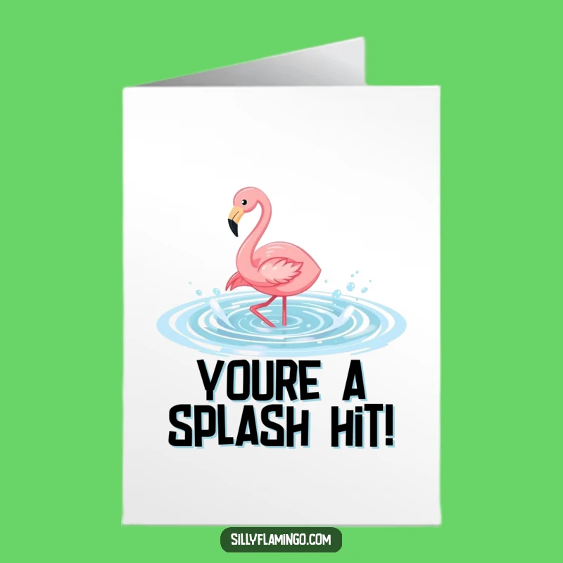 Free Printable Congrats Card: Funny Flamingo Pool Splash! Celebrate with Downloadable Humor