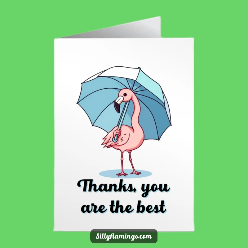 Free Printable Thank You Card: Flamingo Umbrella Thanks - Kawaii Gratitude