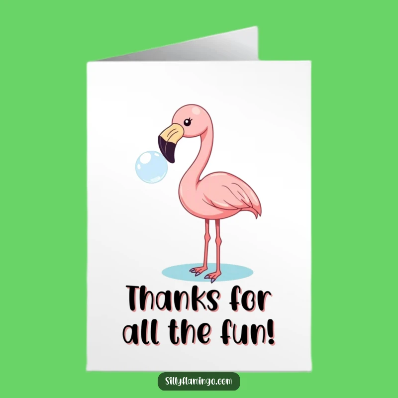 Free Printable Thank You Card: Amusing Flamingo Bubble Blow Downloadable