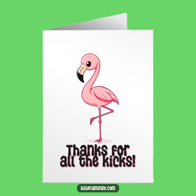 Free Printable Kicking Flamingo Thank You Card: Funny Bird Downloadable Gift