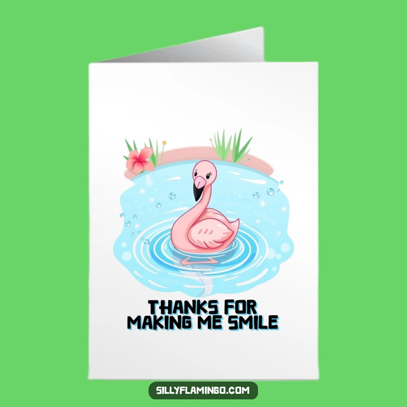 Free Printable Funny Flamingo Thank You Card: Pond Splash