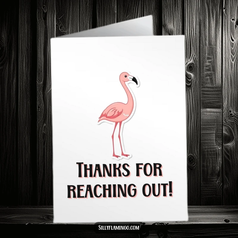 Funny Free Printable Thank You Card: A flamingo stretching its neck in a humorous, exaggerated way to say thank you.