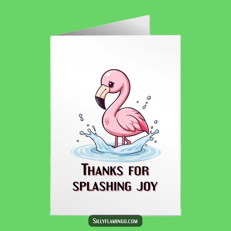 Free Printable Thank You Card: Kawaii Flamingo Splashing Funny Downloadable Gift